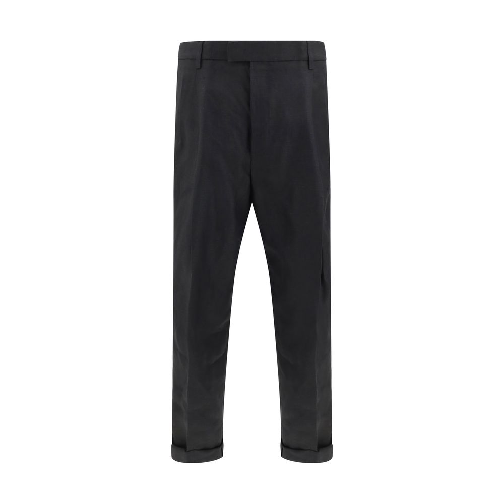 Dolce & Gabbana White Linen Pants with Contemporary Balloon Leg