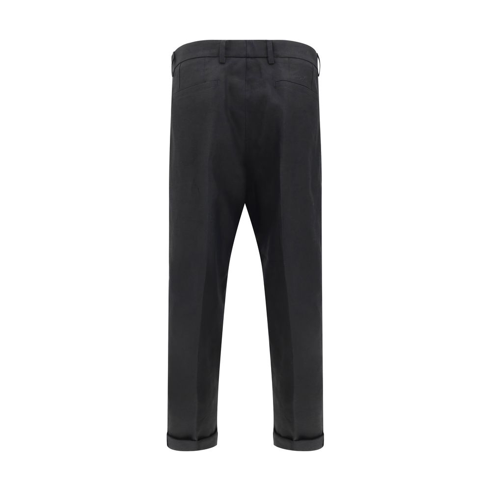 Dolce & Gabbana White Linen Pants with Contemporary Balloon Leg