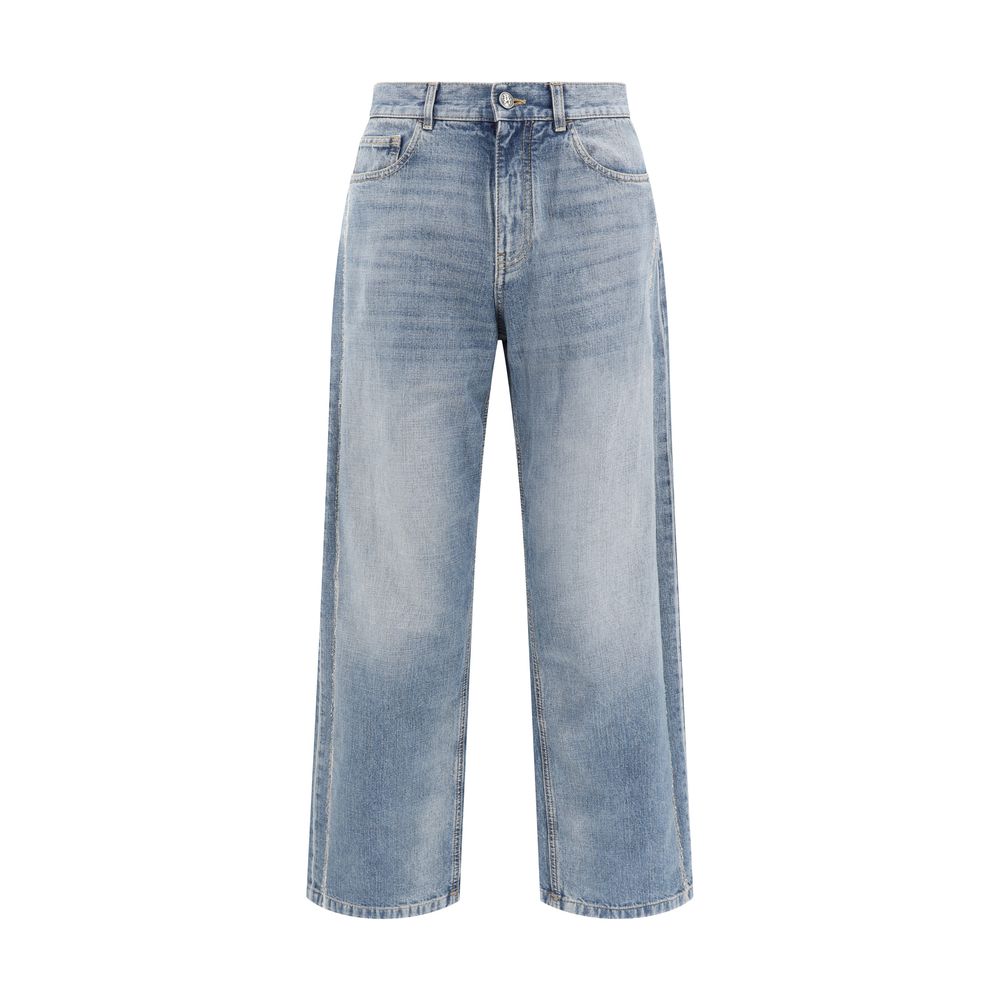Palm Angels Blue Denim Loose Fit Jeans for Effortless Elegance