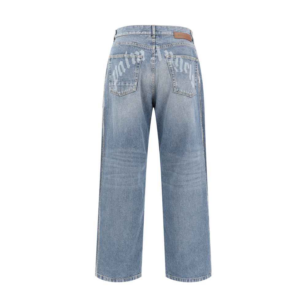 Palm Angels Blue Denim Loose Fit Jeans for Effortless Elegance