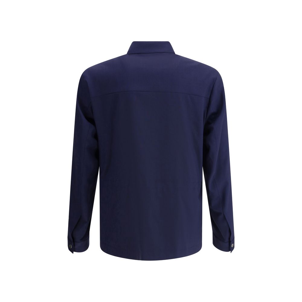 Kiton Navy Virgin Wool Shirt Jacket in Luxurious Elegance