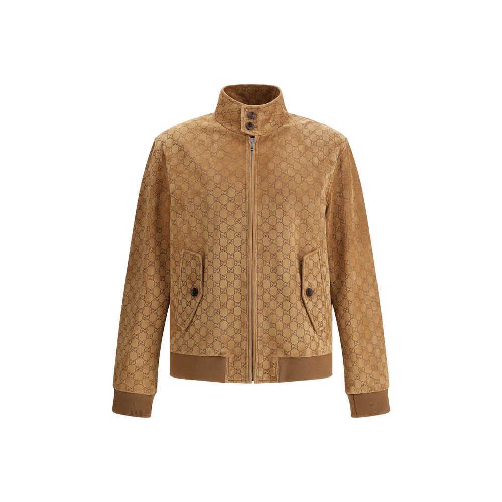 Gucci Green Suede Bomber Jacket for Timeless Sophistication