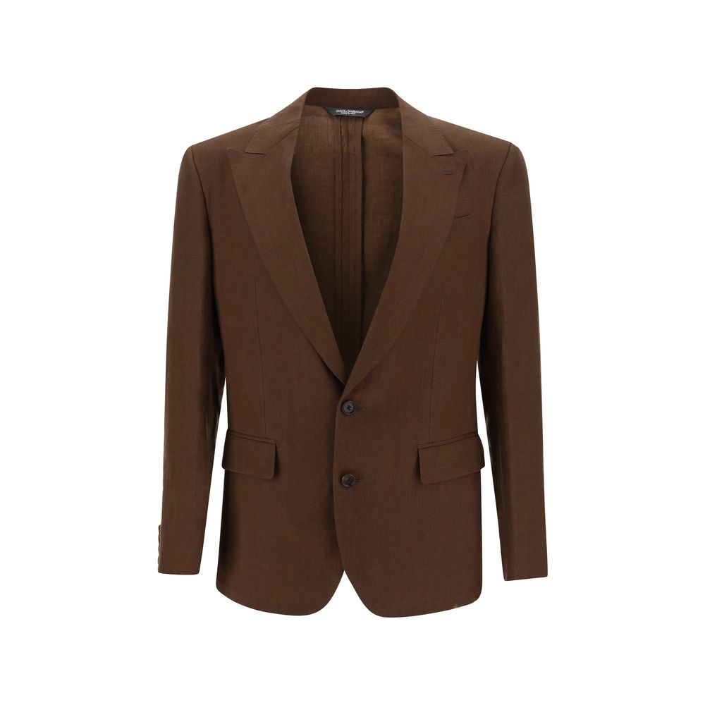 Dolce & Gabbana Black Linen Blazer Jacket in Timeless Monochrome Elegance