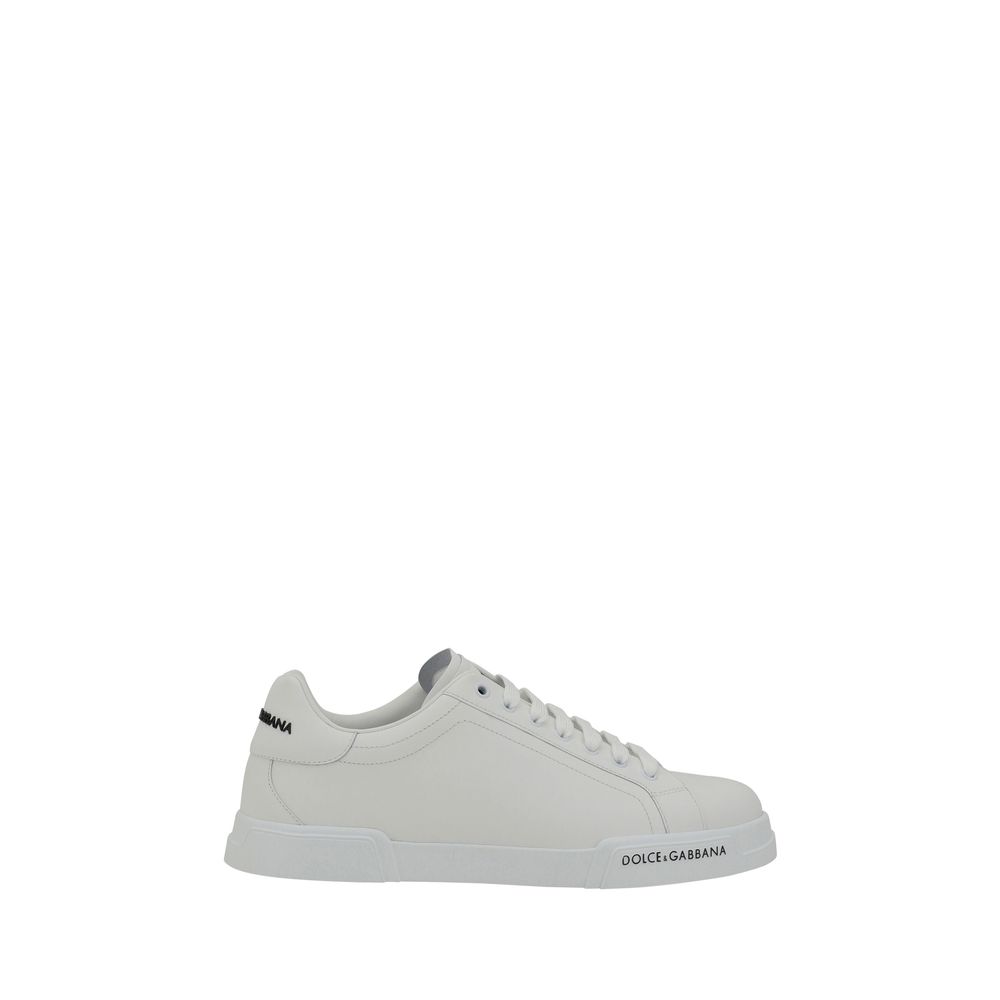 Dolce & Gabbana White Leather Sneakers for Effortless Elegance