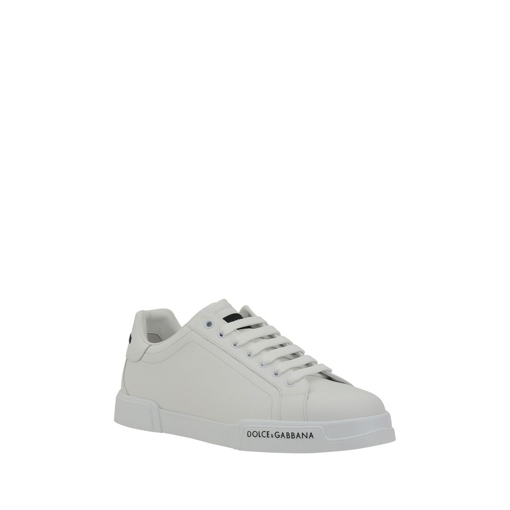 Dolce & Gabbana White Leather Sneakers for Effortless Elegance