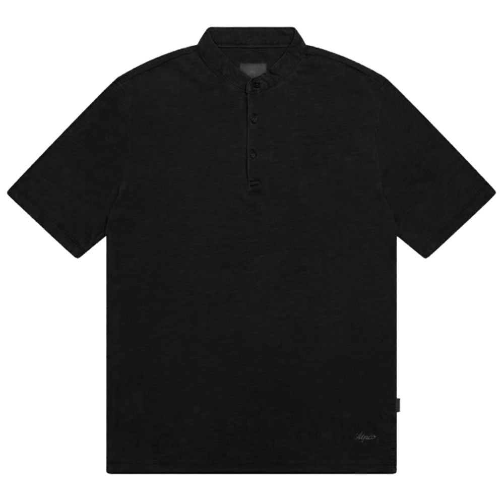AT.P.CO Black Cotton T-Shirt with Refined Mandarin Collar