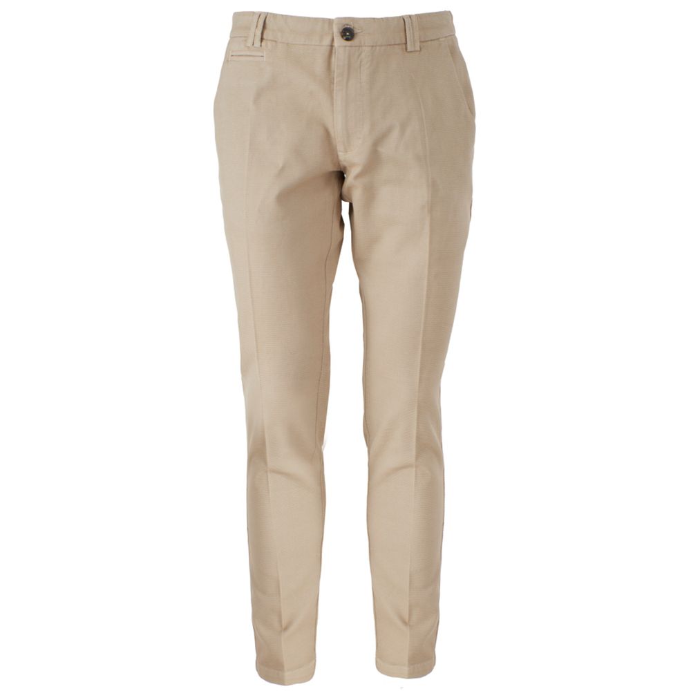 Yes Zee Beige Elastane Trousers for Effortless Elegance