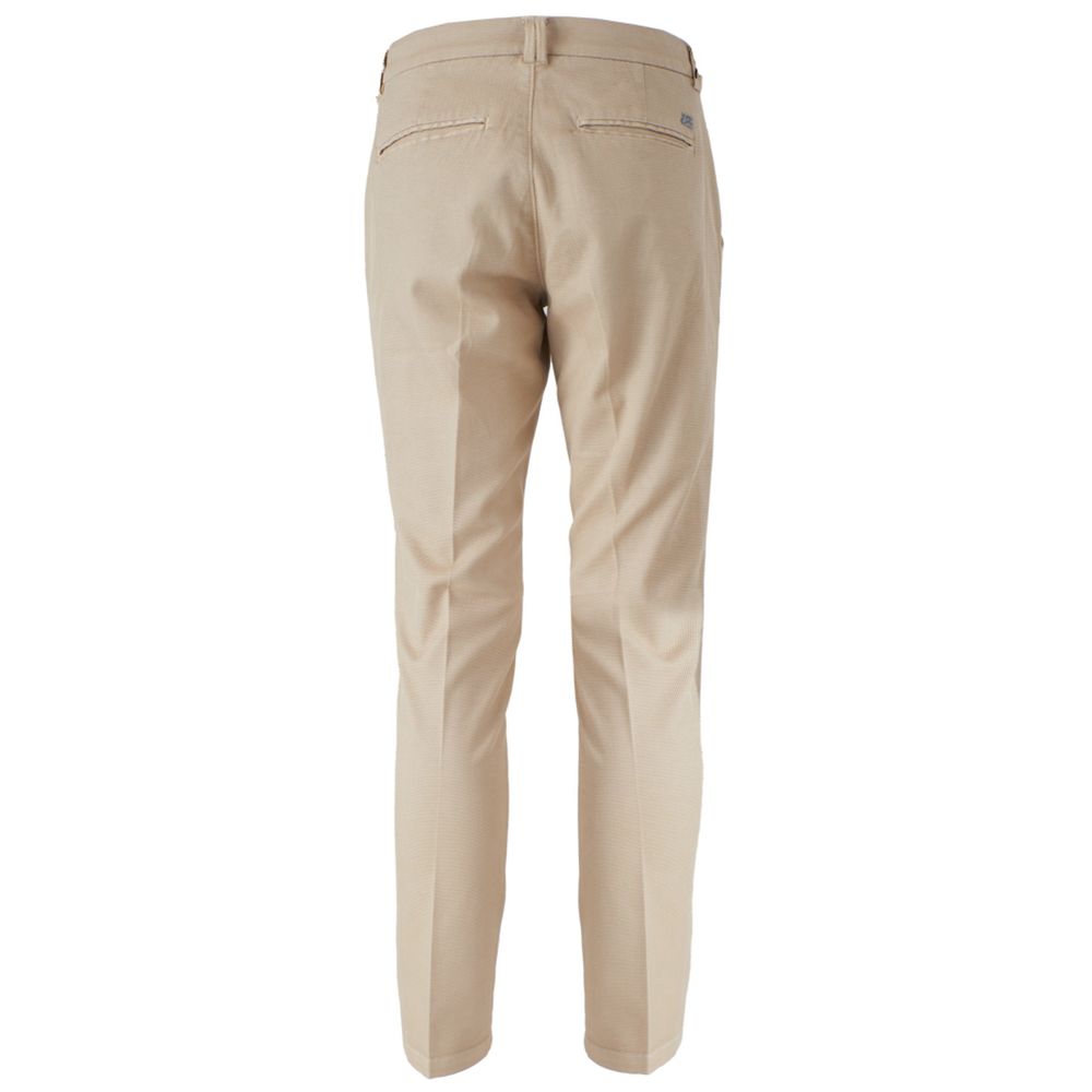 Yes Zee Beige Elastane Trousers for Effortless Elegance