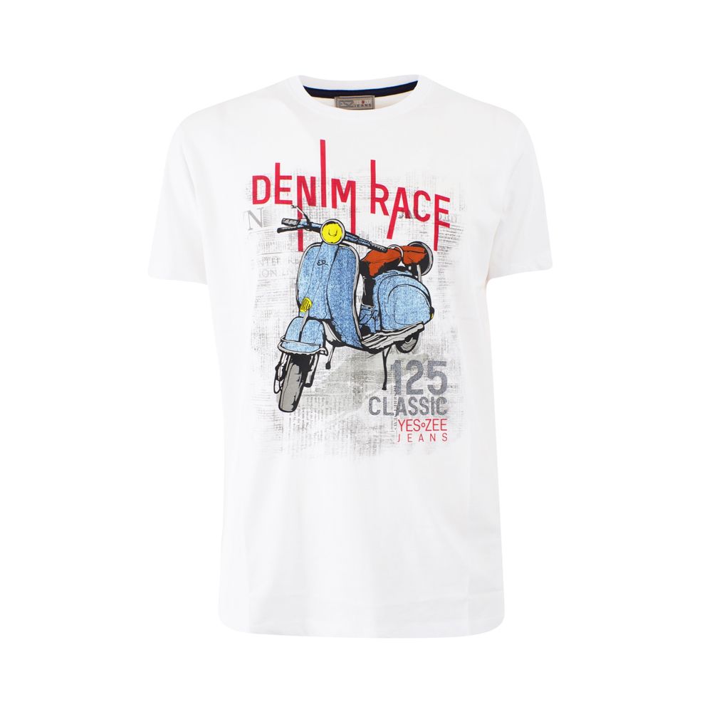 Yes Zee White Cotton T-Shirt - Effortless Elegance