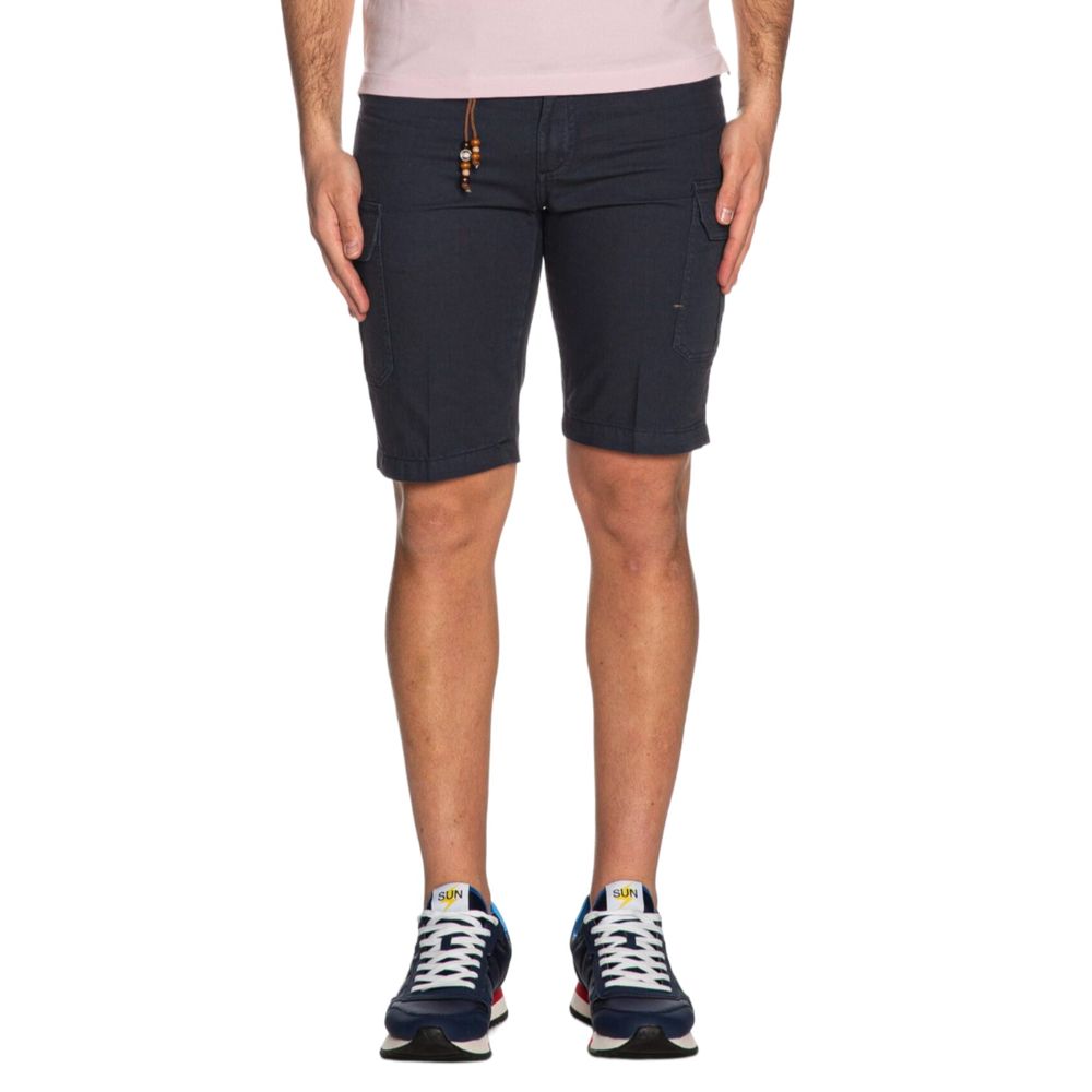 Yes Zee Blue Cotton Bermuda Short for Effortless Elegance