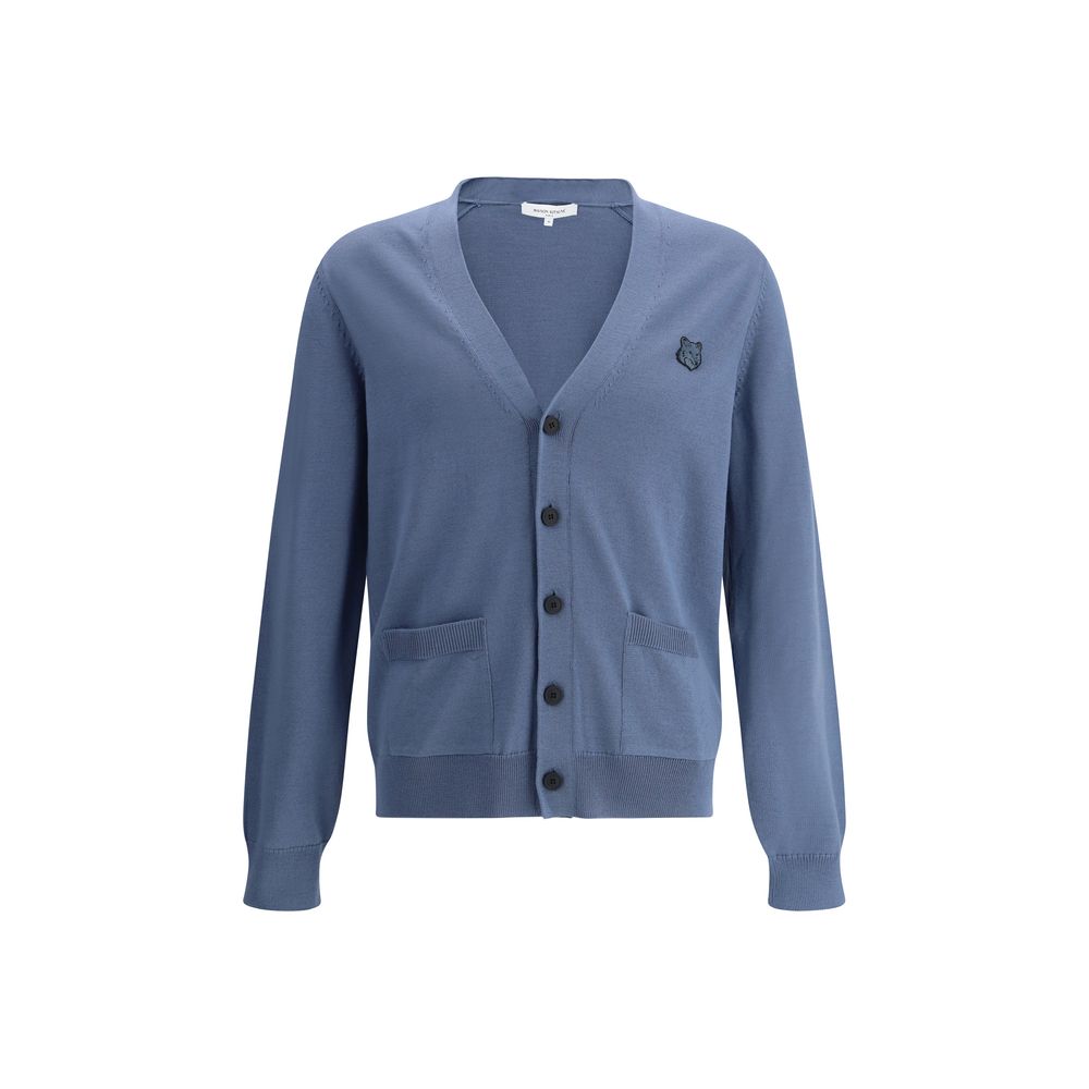 Maison Kitsuné Grey Wool Cardigan for Effortless Elegance