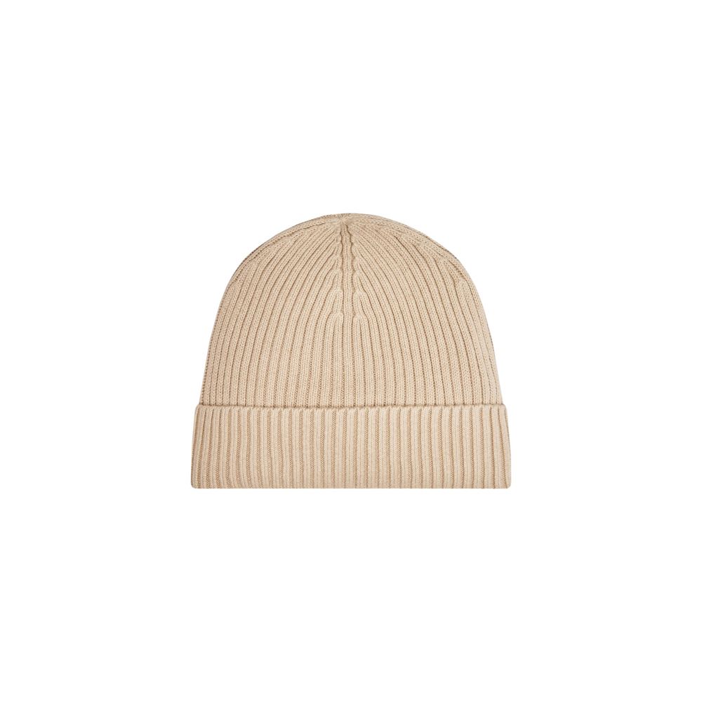 Calvin Klein Beige Organic Cotton Beanie Hat for Refined Style