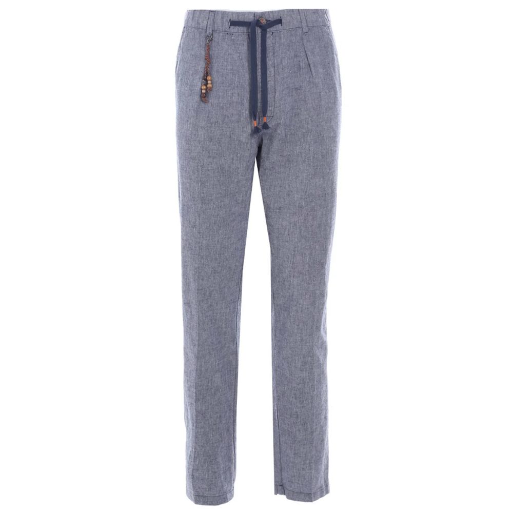 Yes Zee Light Blue Cotton Trousers for Effortless Elegance