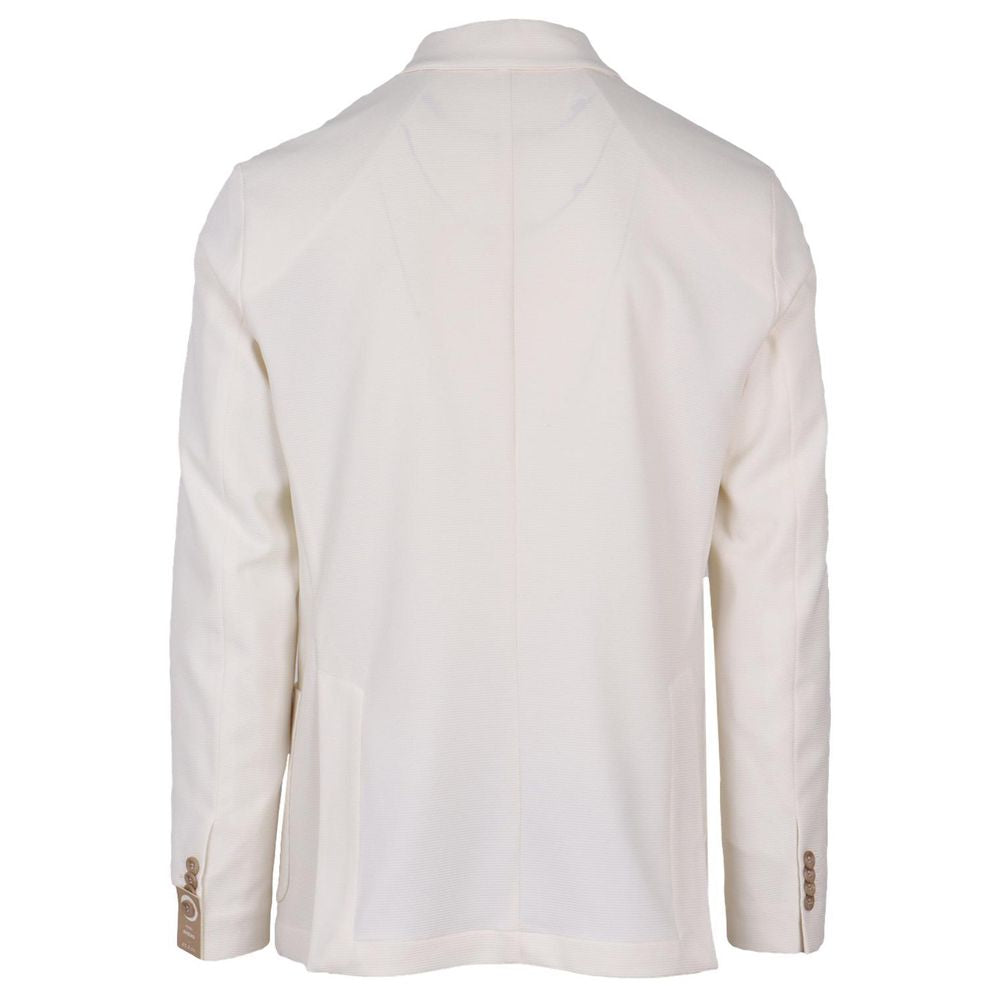 AT.P.CO White Honeycomb Fabric Blazer with Peak Lapels
