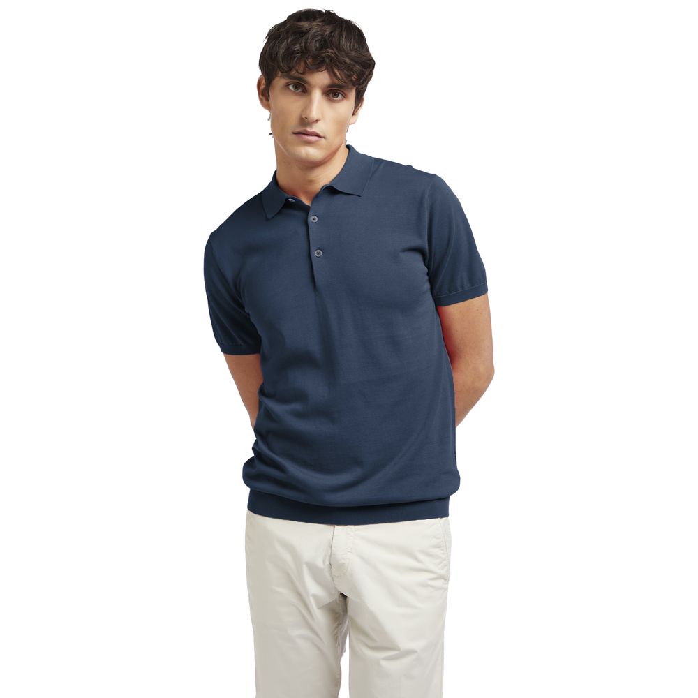 AT.P.CO Blue Cotton Polo Shirt for Effortless Elegance