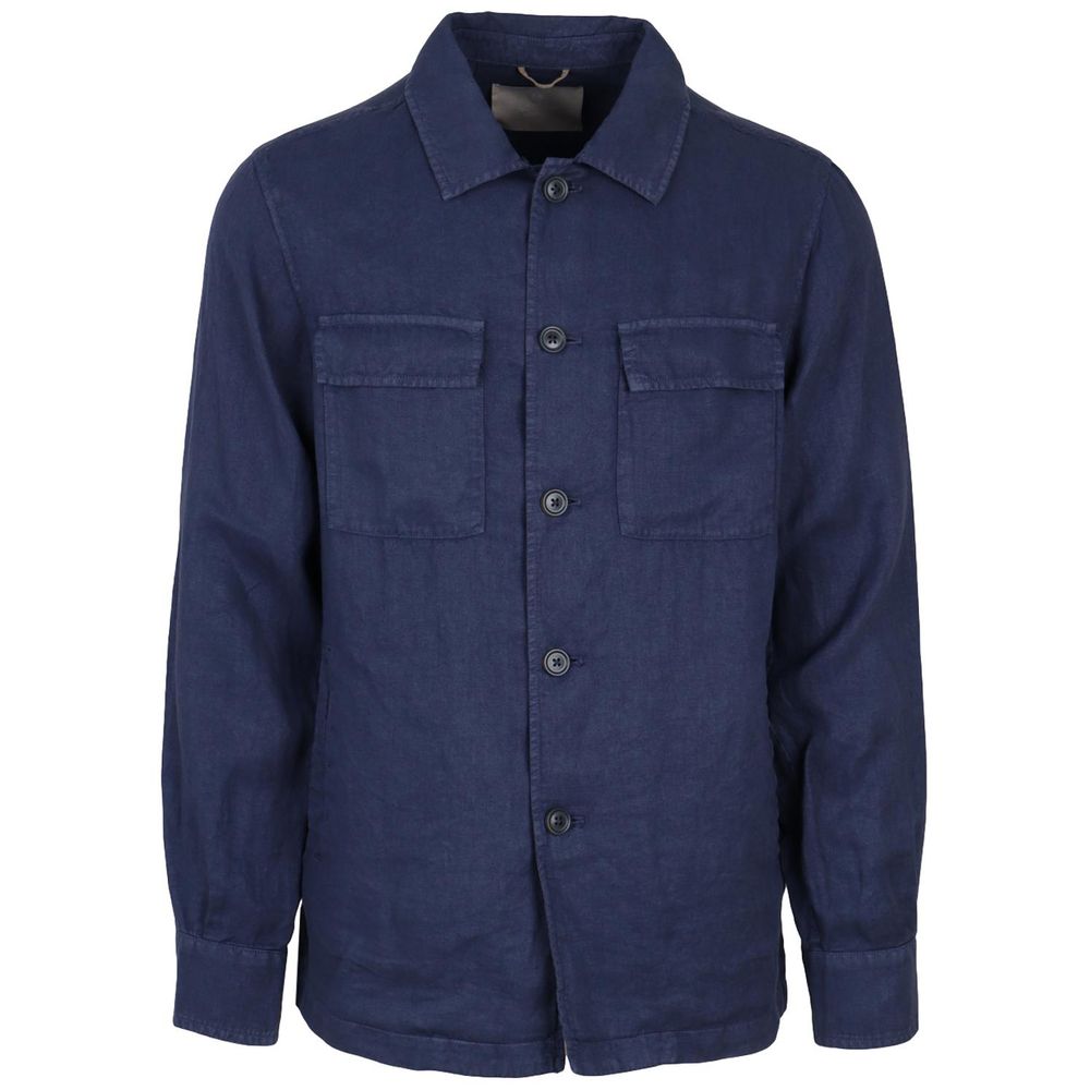 AT.P.CO Blue Linen Shirt for Effortless Elegance