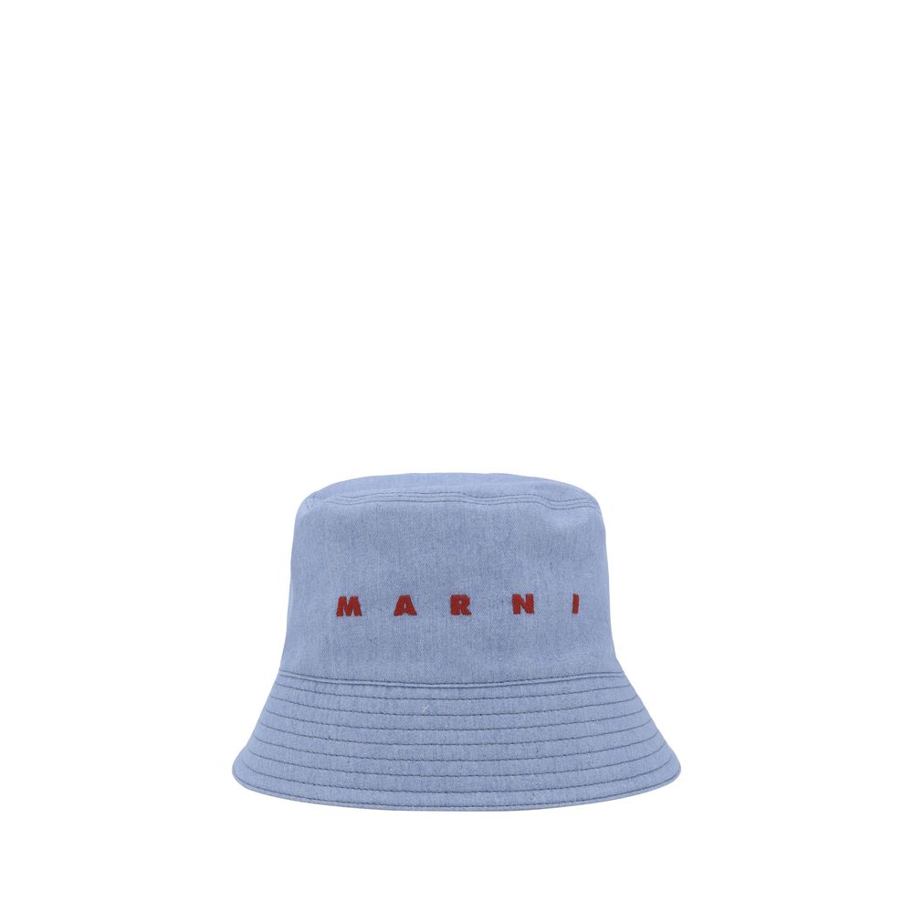 Marni Red Cotton Bucket Hat - Contemporary Elegance Redefined