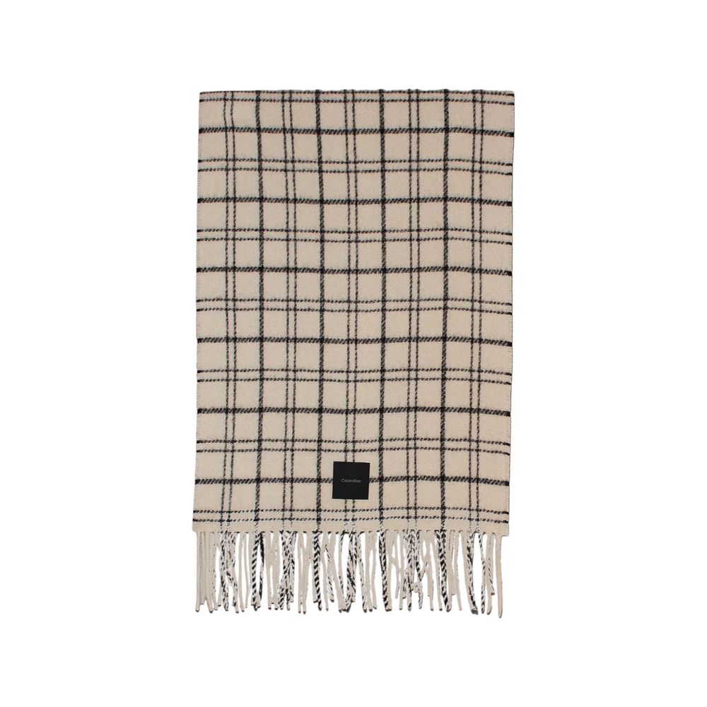 Calvin Klein Beige Wool Scarf - Timeless Elegance Redefined