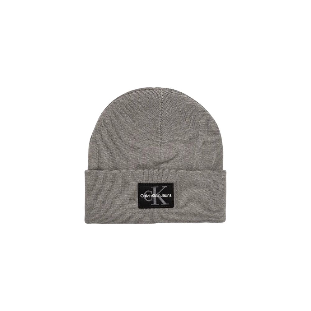 Calvin Klein Jeans Gray Cotton Beanie Hat for Effortless Style