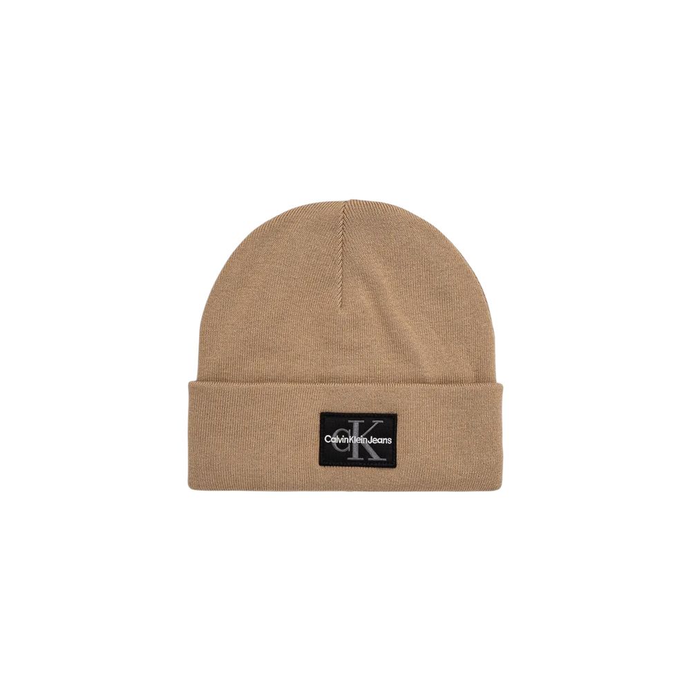 Calvin Klein Jeans Beige Cotton Beanie for Elevated Style