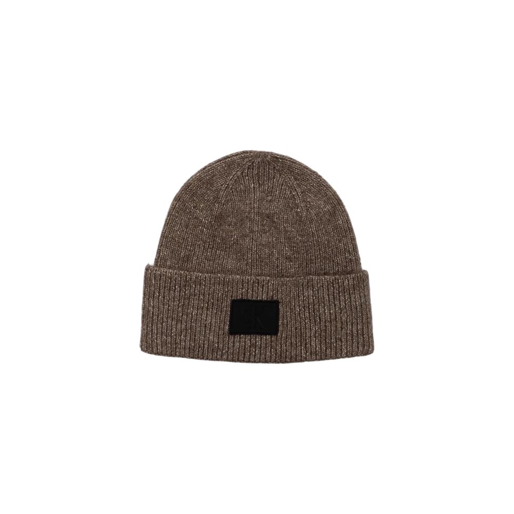 Calvin Klein Brown Acrylic Beanie Hat for Elevated Style