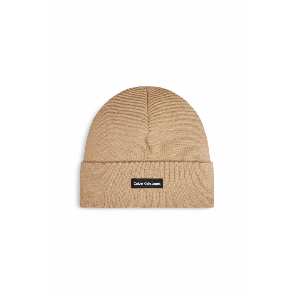 Calvin Klein Beige Recycled Fabric Beanie Hat