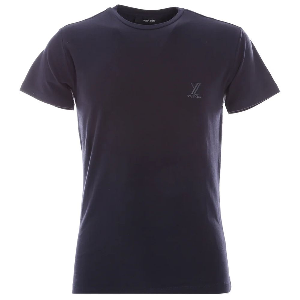 Yes Zee Blue Cotton T-Shirt for Effortless Elegance