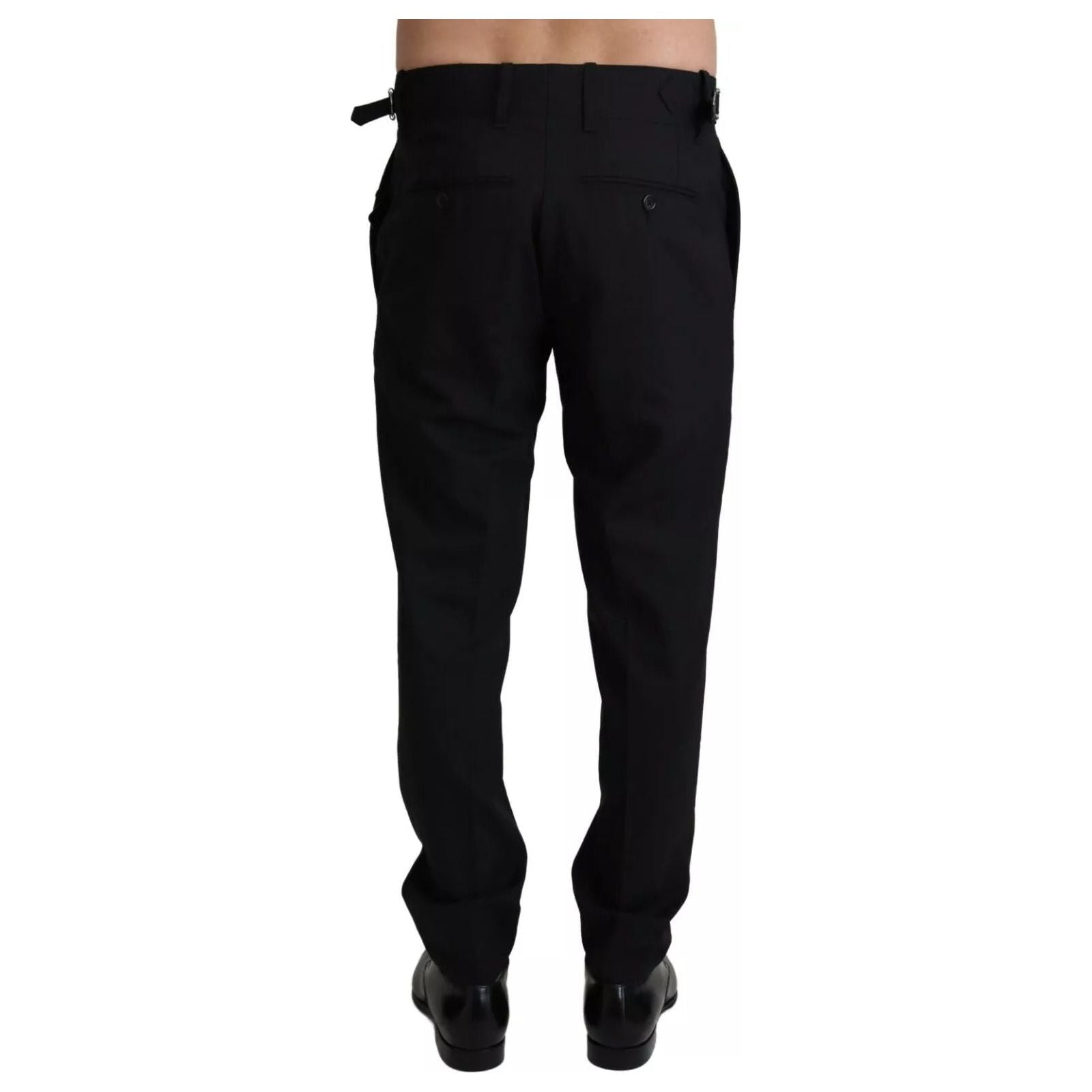 Dolce & Gabbana Black Wool Stretch Dress Trouser Pants