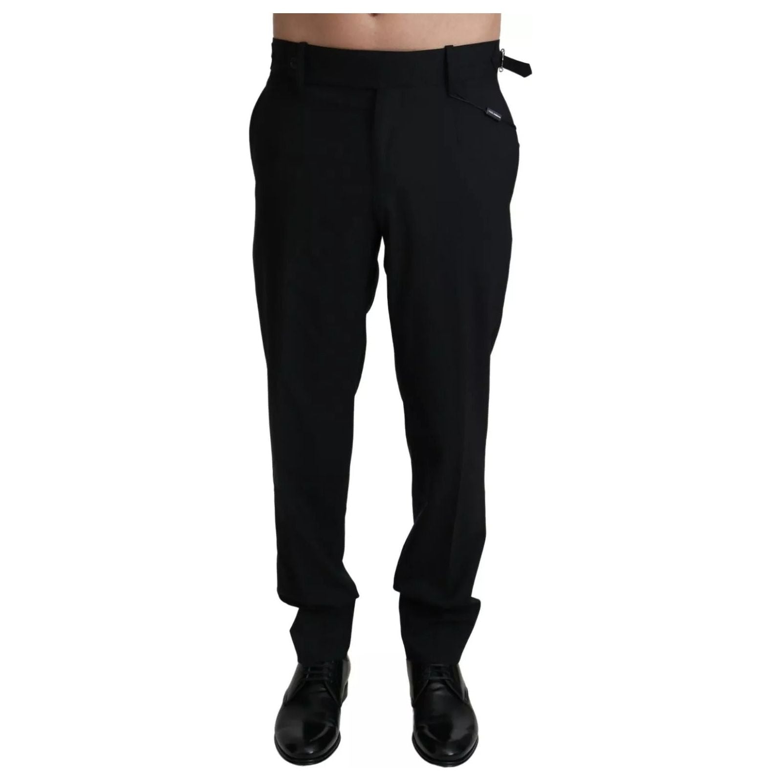 Dolce & Gabbana Black Wool Stretch Dress Trouser Pants
