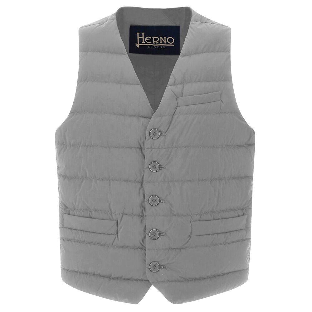 Herno Gray Nylon Vest - Timeless Elegance in Outerwear