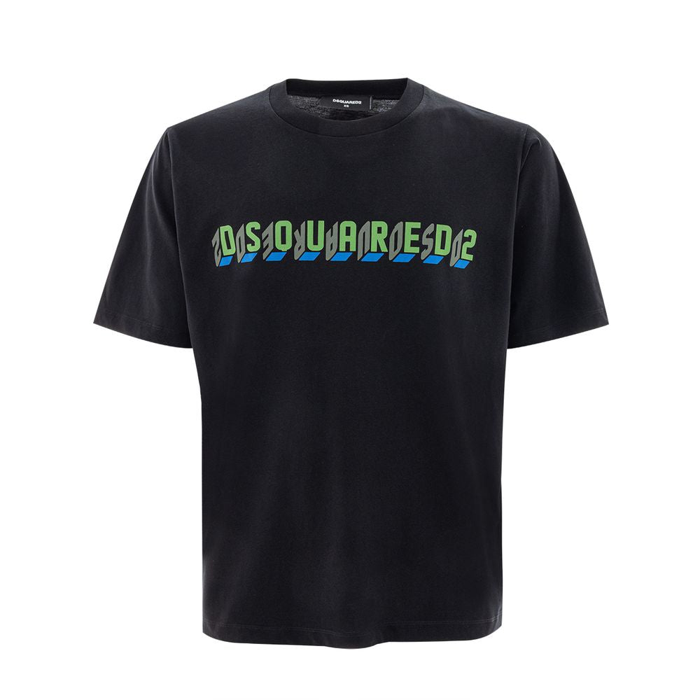 Dsquared² Black Cotton T-Shirt With Signature Logo Print