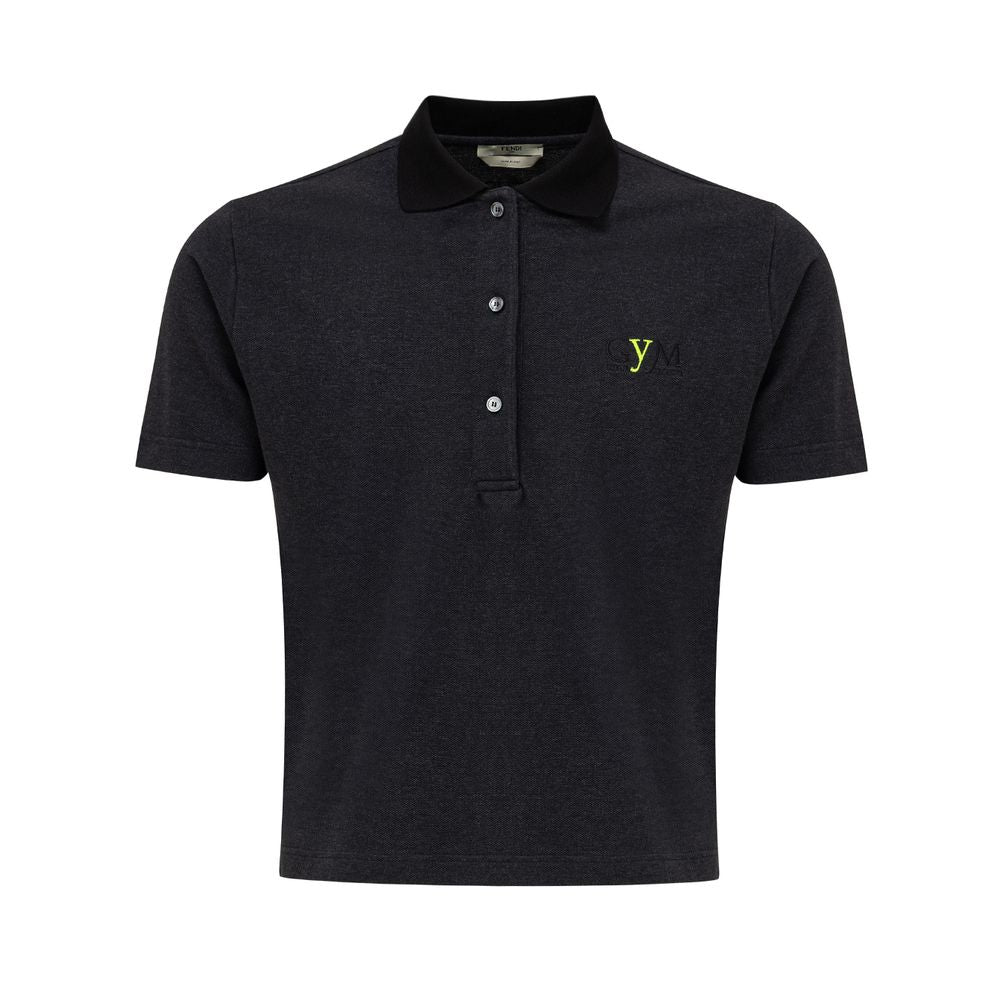 Fendi Black Cotton Polo Shirt - Timeless Sophistication