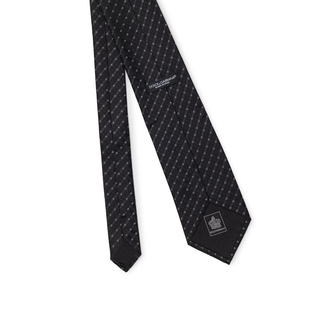 Dolce & Gabbana Black Silk Tie & Bowtie Set Collection