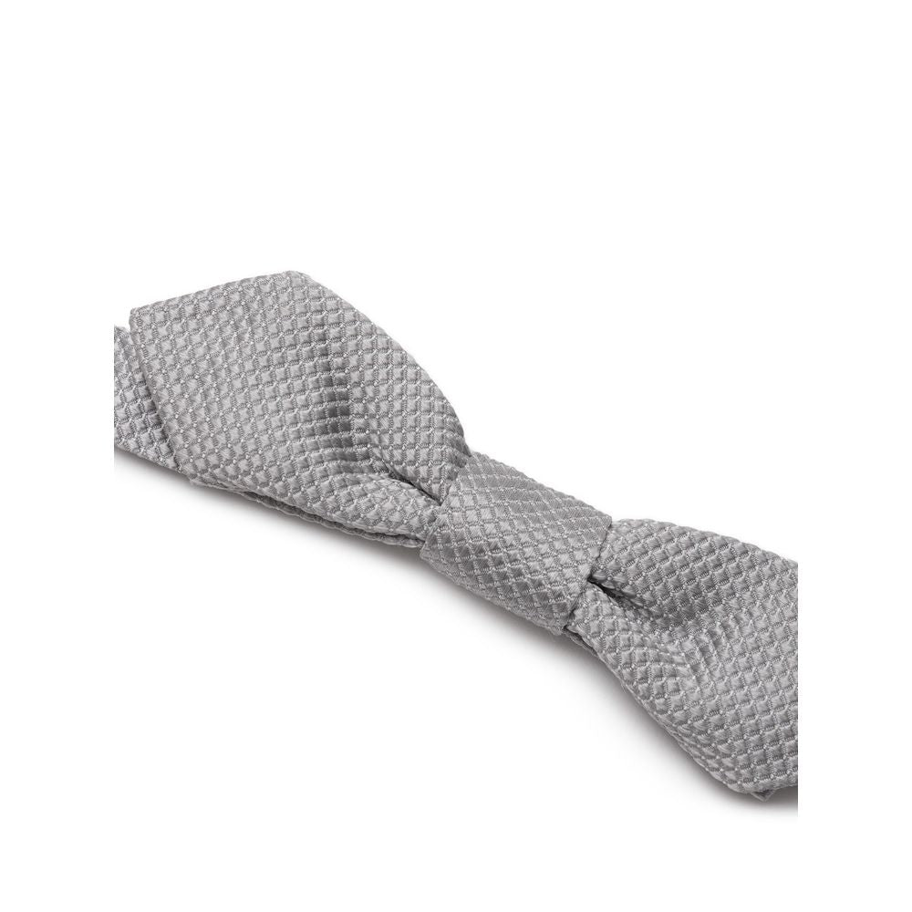 Dolce & Gabbana Silver Silk Tie & Bowtie Set for Elegance