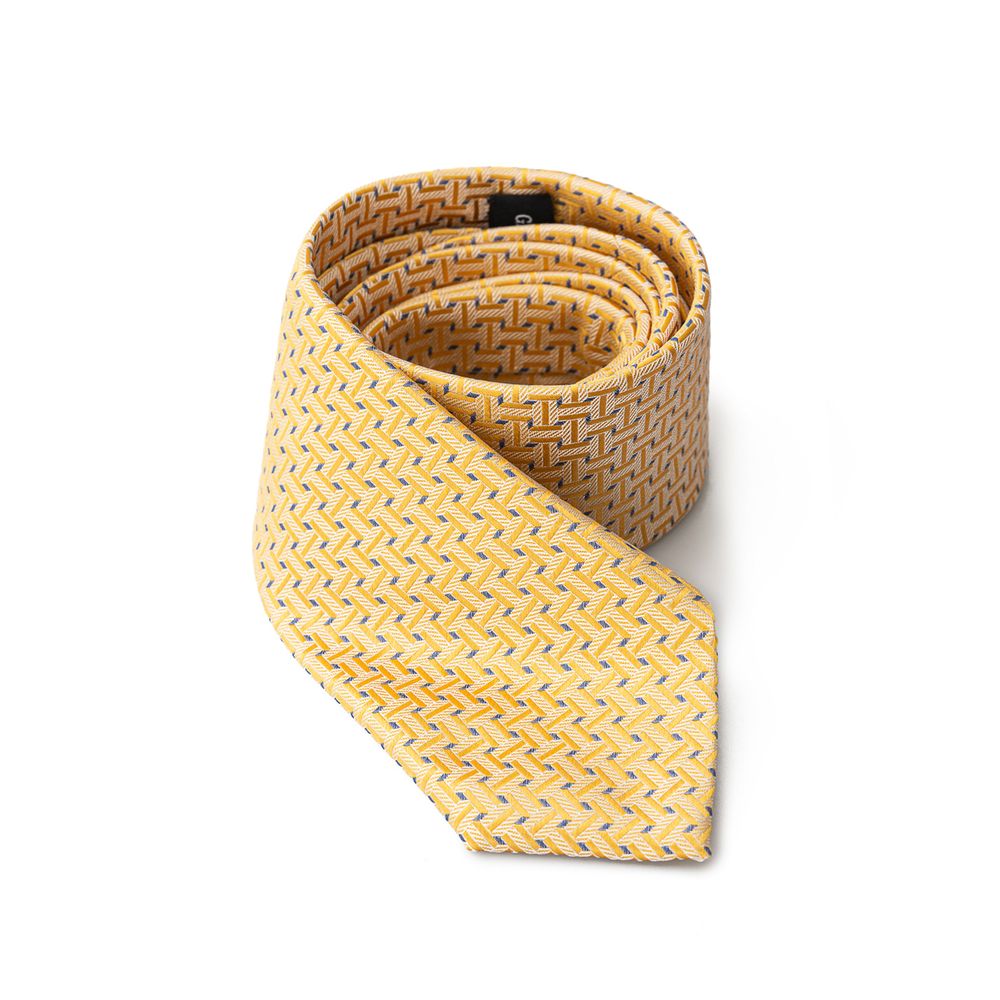 Giorgio Armani Yellow Jacquard Silk Tie for Refined Elegance