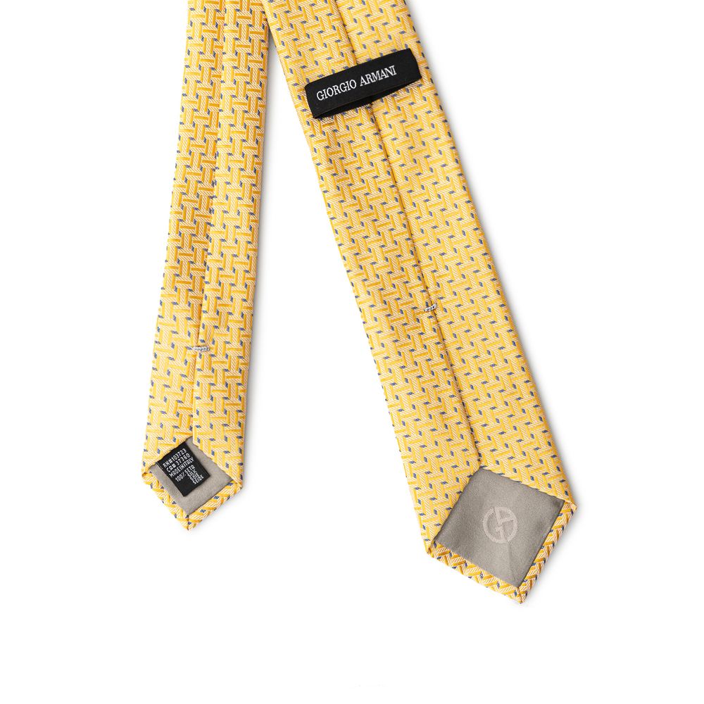 Giorgio Armani Yellow Jacquard Silk Tie for Refined Elegance