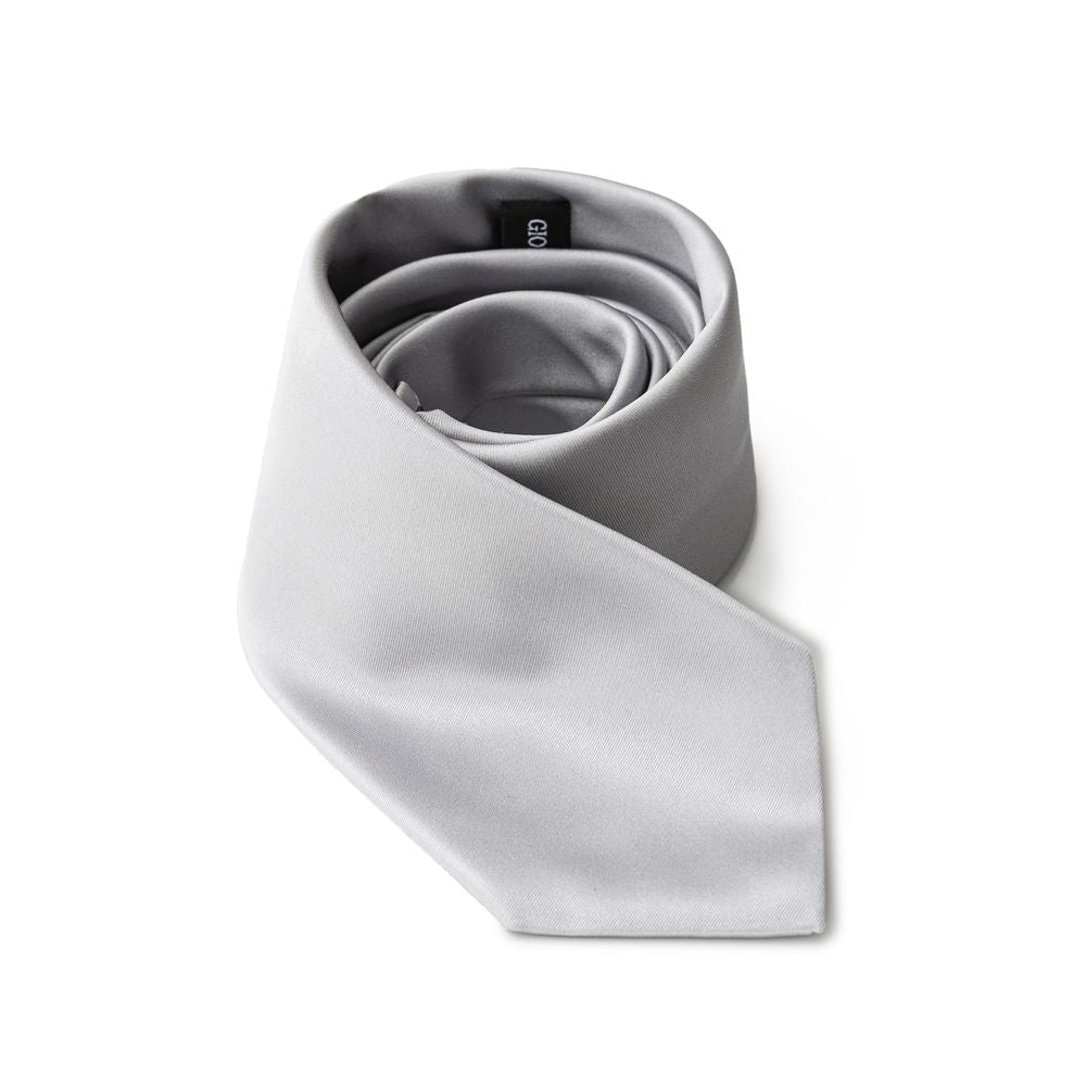 Giorgio Armani Silver Silk Tie & Bowtie Set for Timeless Elegance