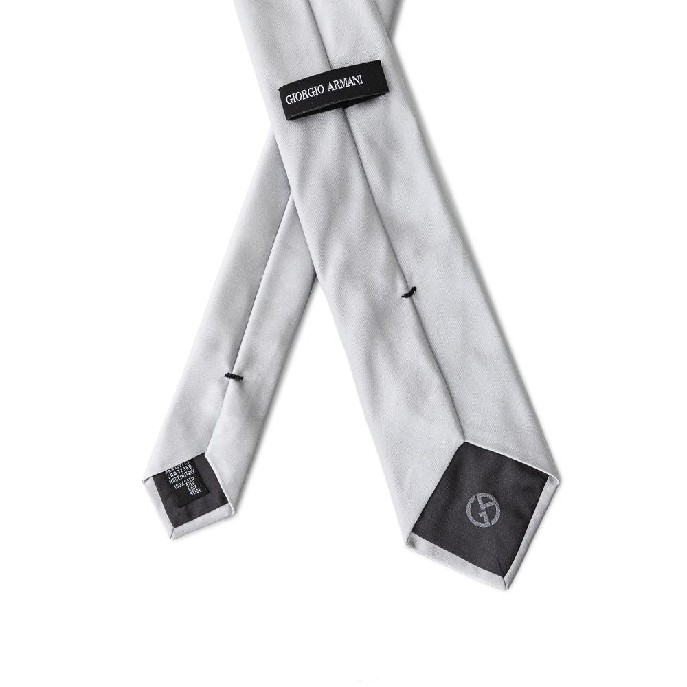 Giorgio Armani Silver Silk Tie & Bowtie Set for Timeless Elegance