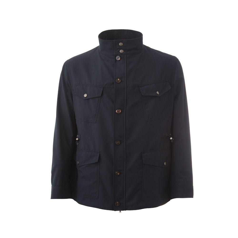 Lardini Navy Wool Blend Jacket for Refined Style