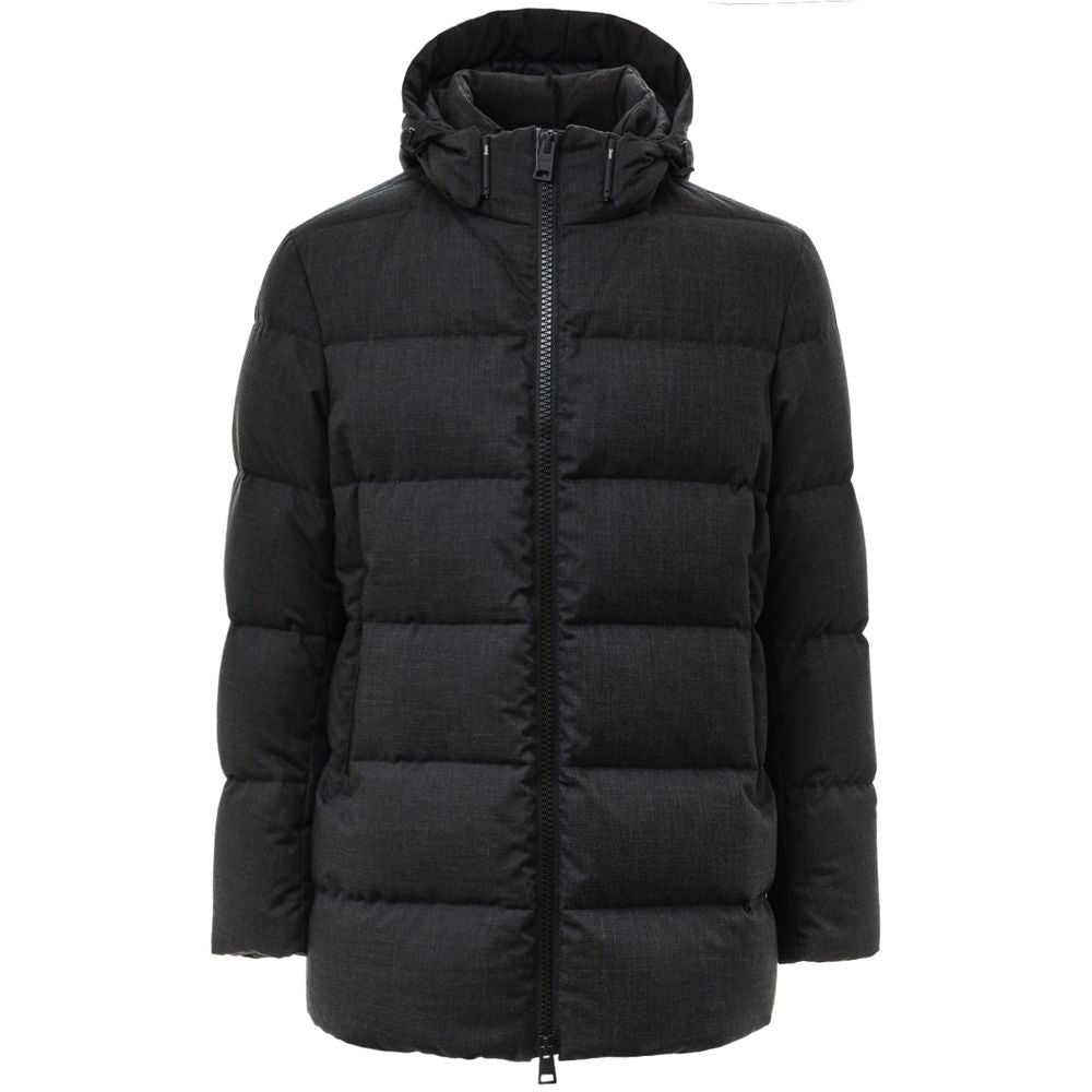 Herno Black Wool Jacket for Timeless Elegance and Warmth