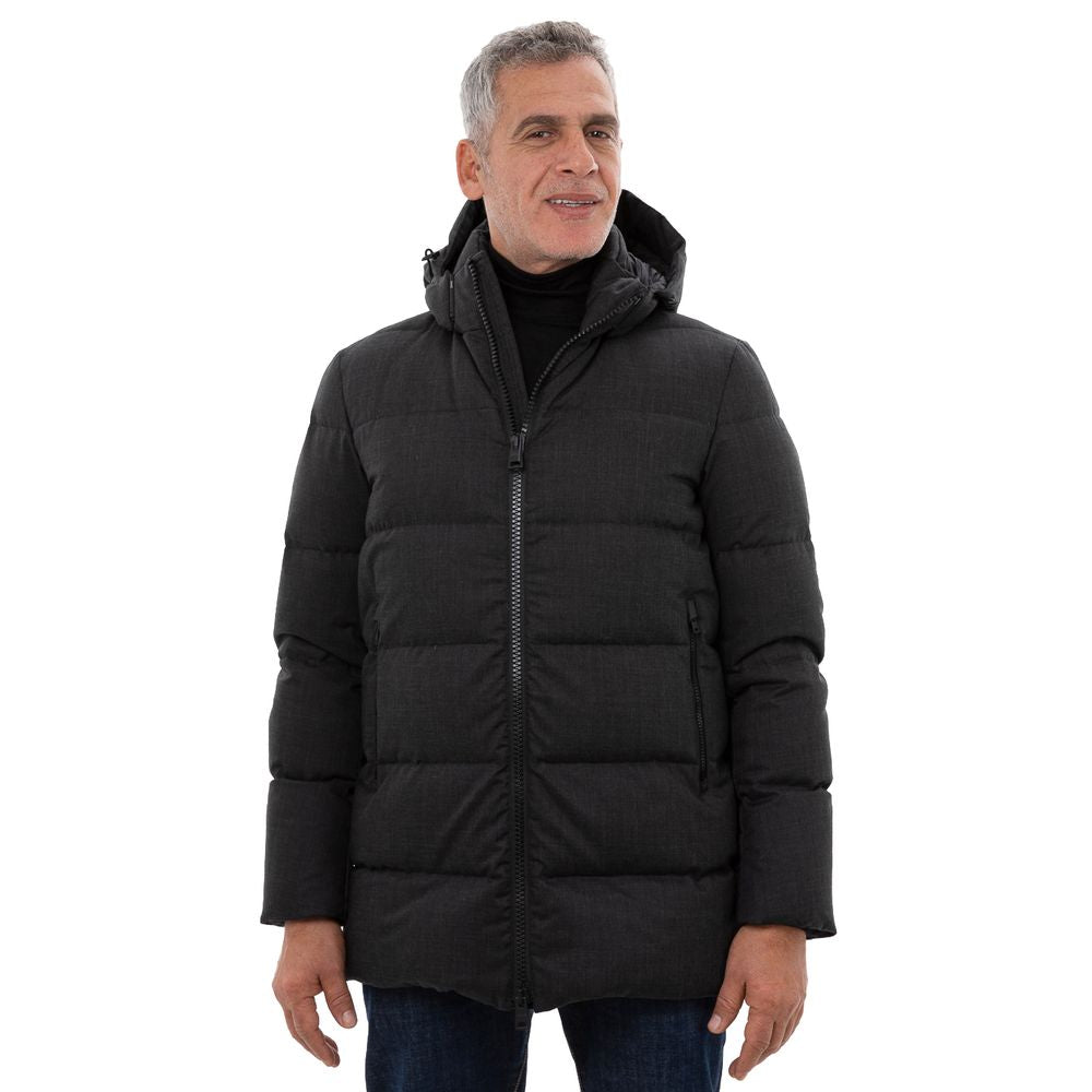 Herno Black Wool Jacket for Timeless Elegance and Warmth
