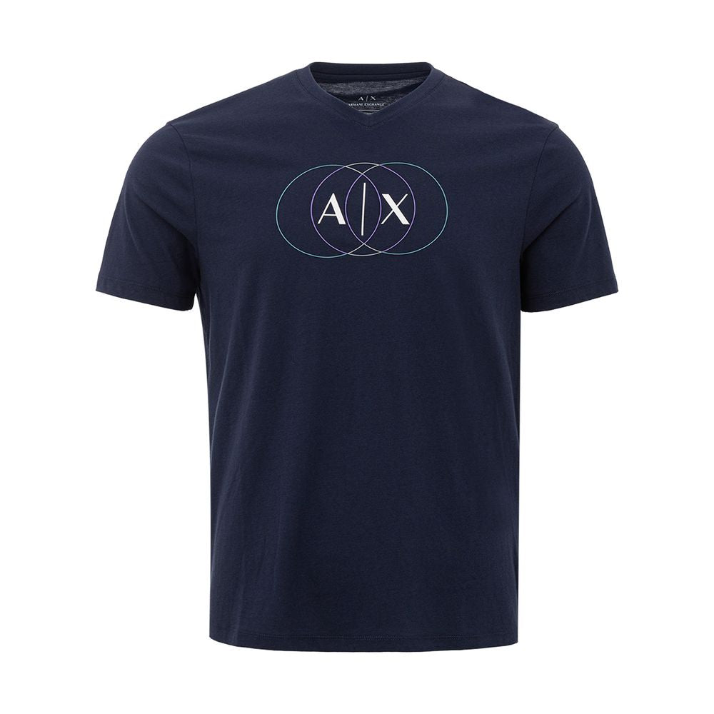 Armani Exchange Sleek Blue Cotton Tee for Effortless Style