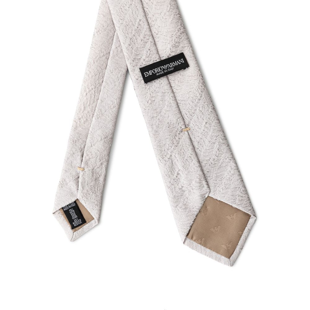 Emporio Armani Silver Silk Ties & Bowtie for Elevating Elegance