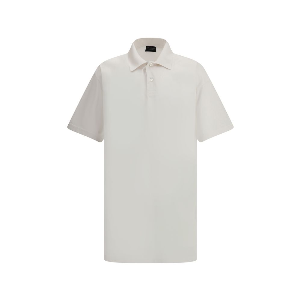 Balenciaga White Cotton Polo Shirt in Refined Elegance