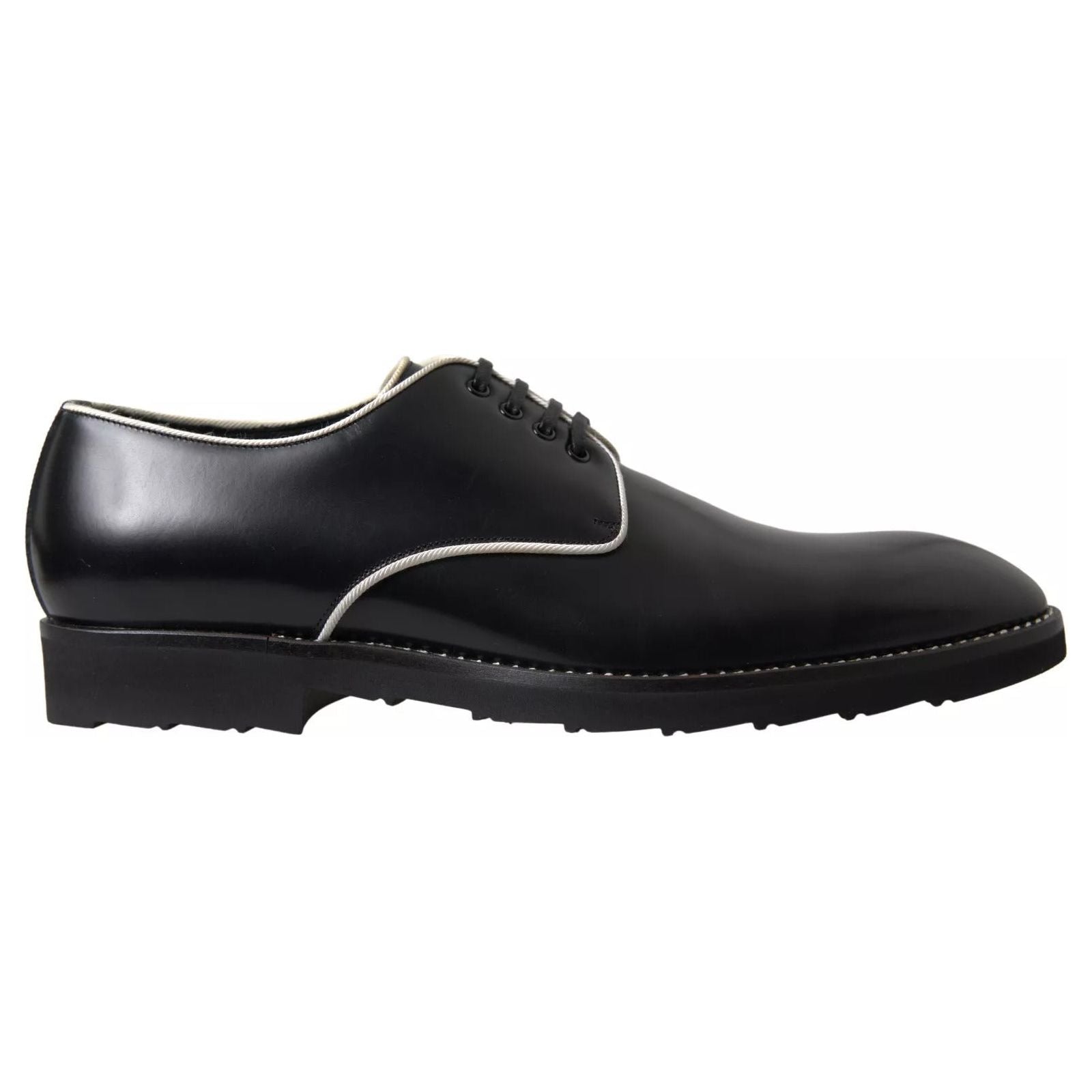Dolce & Gabbana Black White Leather Formal Dress Shoes