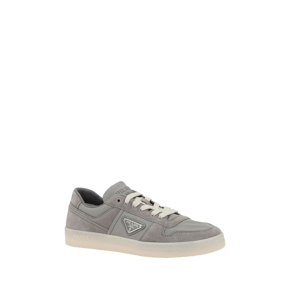 Prada Grey Suede Leather Sneakers for Timeless Elegance
