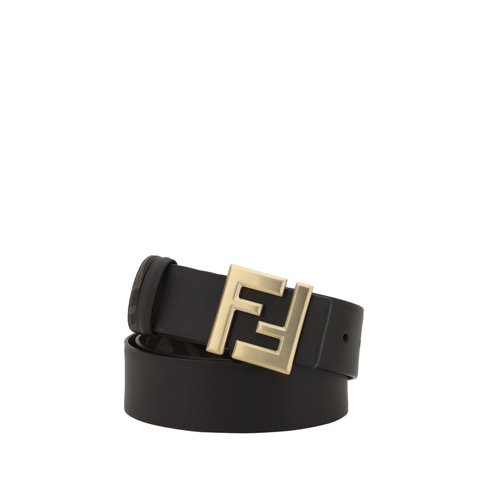 Fendi Black Leather Reversible Belt for Timeless Elegance