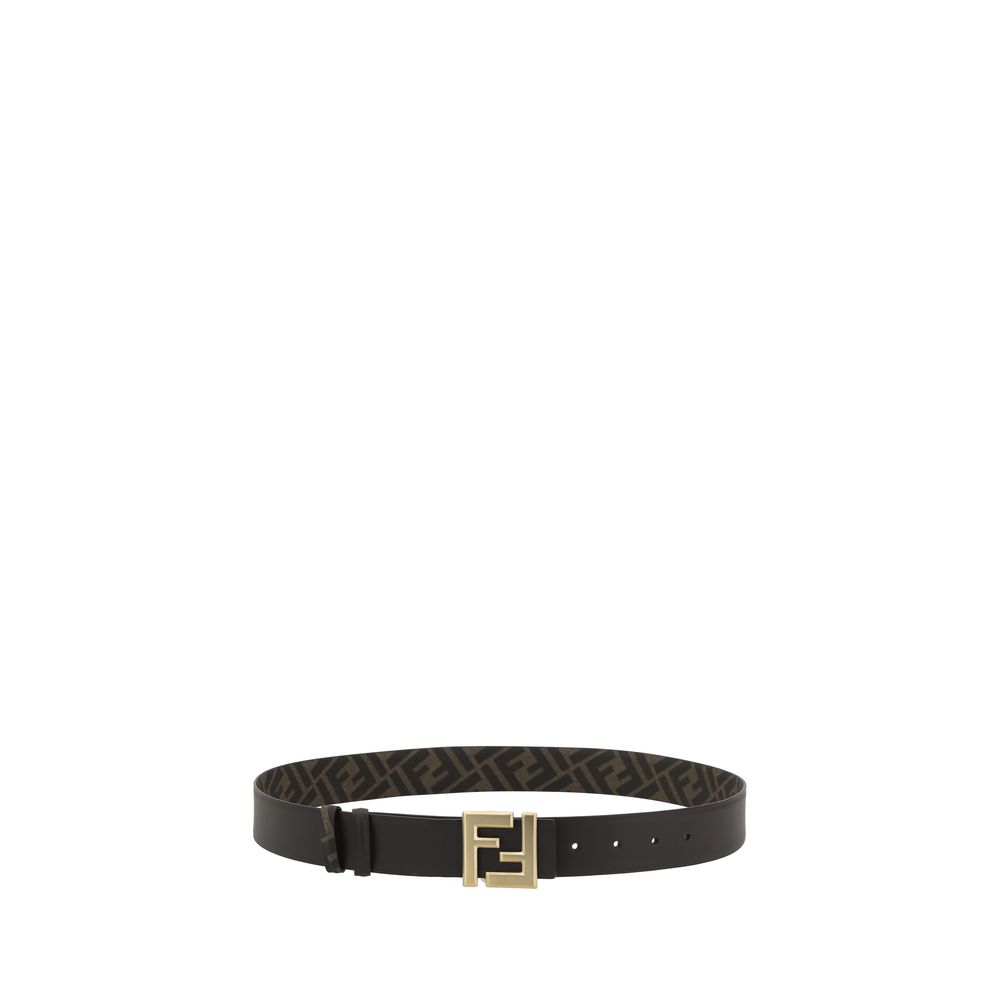 Fendi Black Leather Reversible Belt for Timeless Elegance