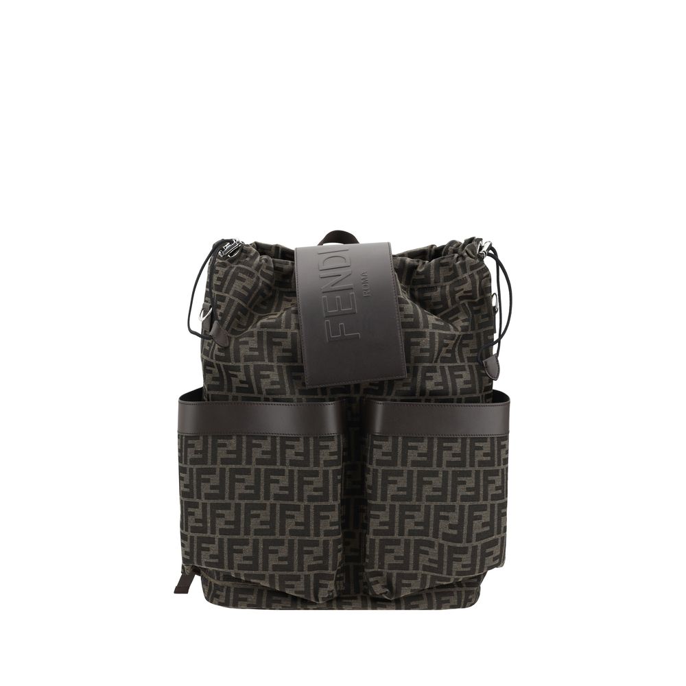 Fendi Beige Jacquard Canvas FF Pattern Backpack