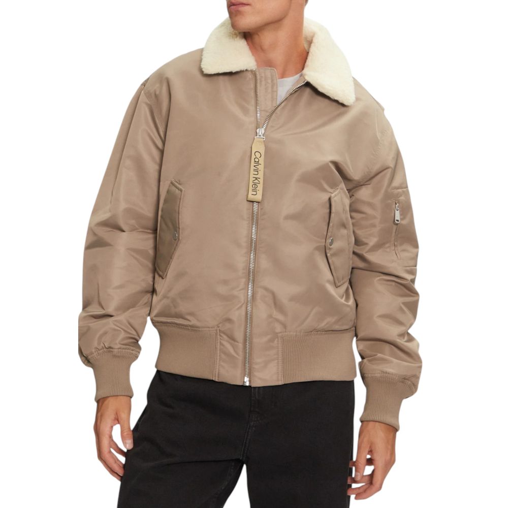 Calvin Klein Jeans Beige Riciclata Jacket for Elevated Style